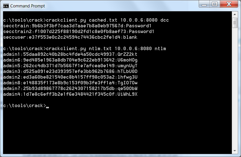 screenshot of crackclient.py