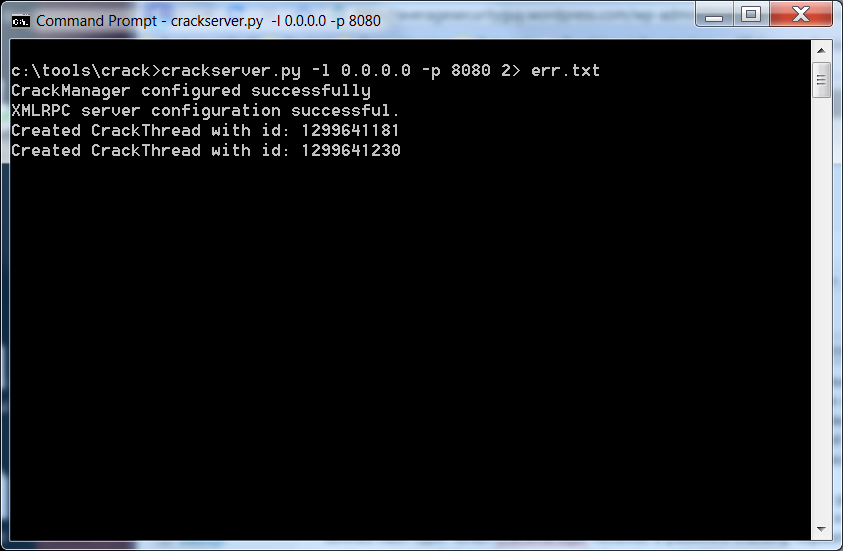 screenshot of crackserver.py